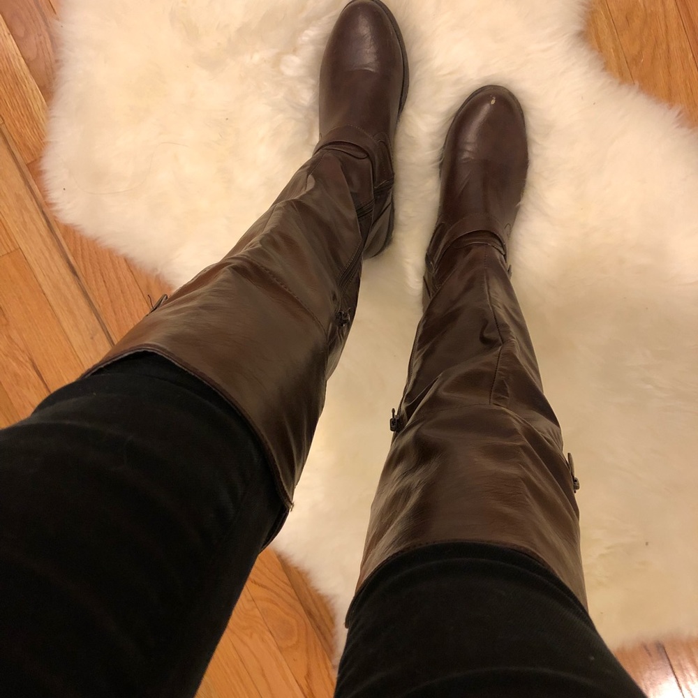 Thigh High Brown Leather Boots